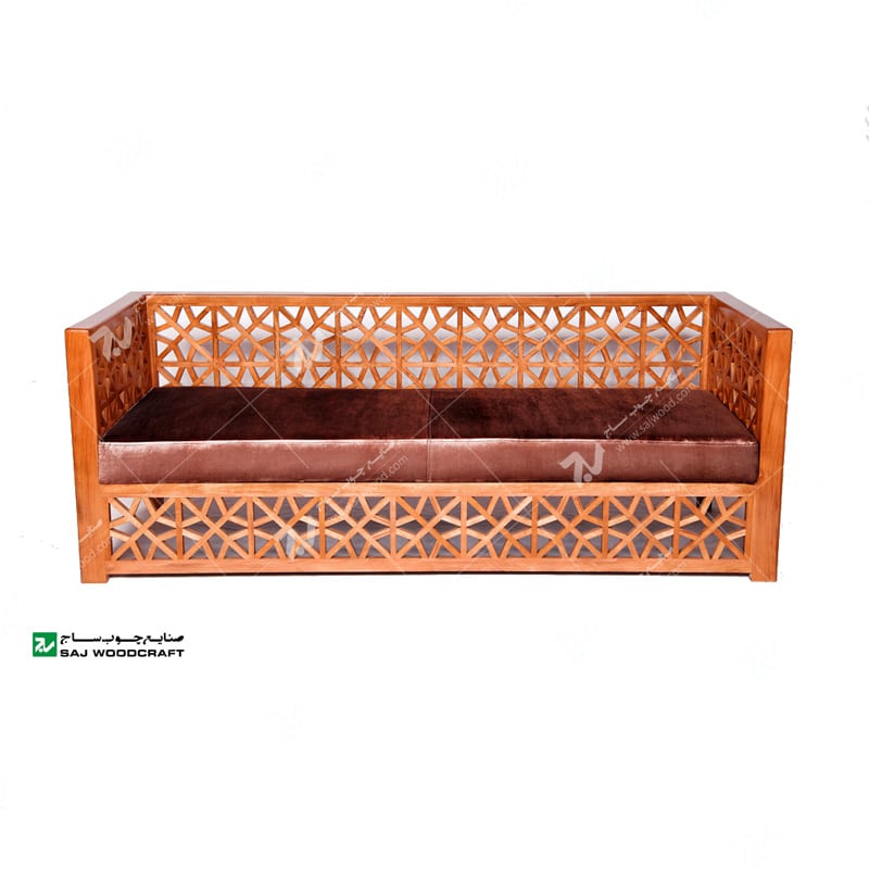 مبلمان چوبی سنتی هفت نفره گره چینی مشبک تمام چوب