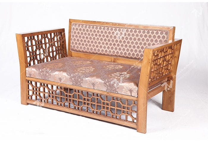 مبلمان چوبی سنتی دو نفره گره چینی مشبک تمام چوب