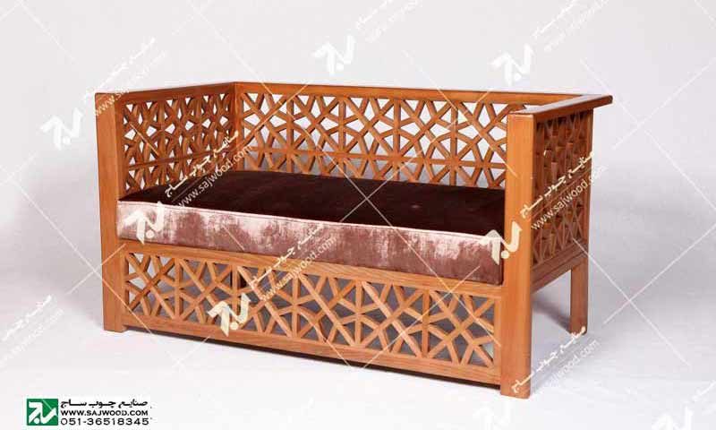 مبلمان چوبی سنتی دو نفره گره چینی مشبک تمام چوب