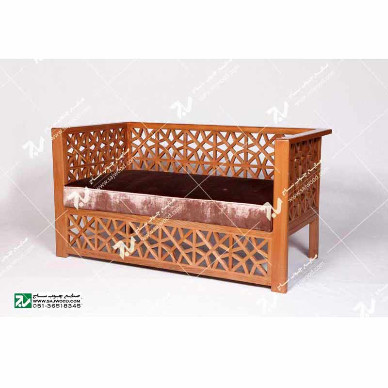 مبلمان چوبی سنتی دو نفره گره چینی مشبک تمام چوب