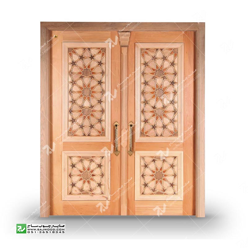 درب چوبی سنتی ورودی ساختمان،مسجد گره چینی طرح تند ده ته بریده کد TT10
