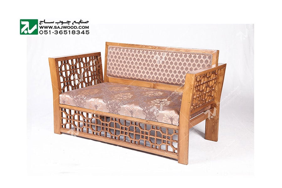 مبلمان چوبی سنتی دو نفره گره چینی مشبک – سها کد ۲۵۵