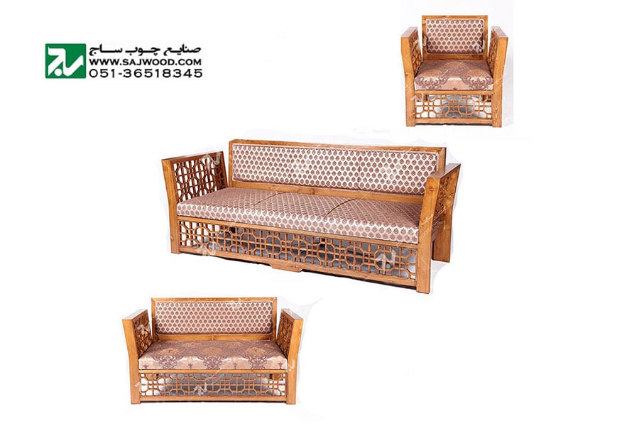 مبلمان چوبی سنتی ست هفت نفره گره چینی  مشبک – سها کد 258