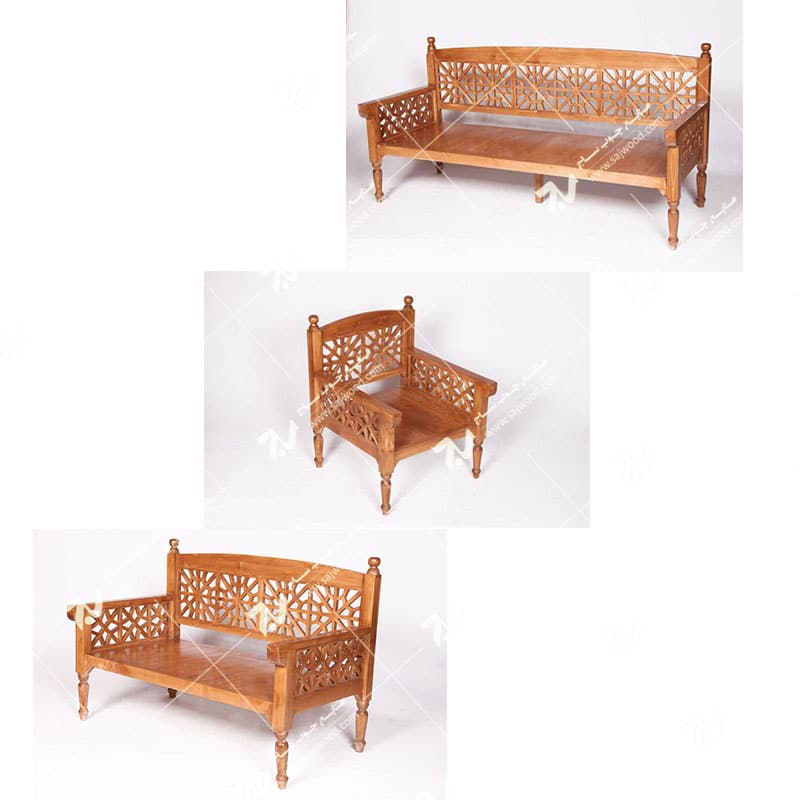 فروش خرید ساخت انواع مبلمان چوبی سنتی هفت نفره گره چینی مشبک تمام چوب