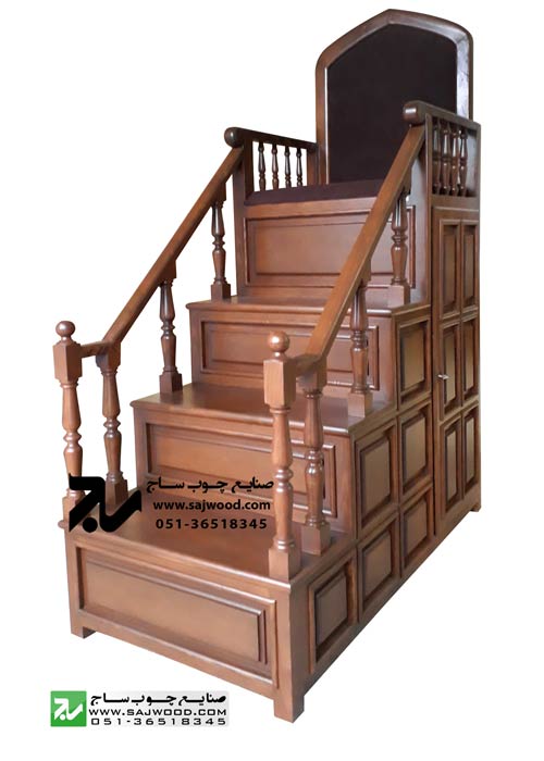 منبر چهار پله نمازخانه،مسجد،امامزاده چوبی سنتی قاب دار کد 113