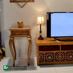 میز خاطره و تلفن چوبی ، دکوری ، آباژور کلاسیک صنایع چوب ساج مدل 306