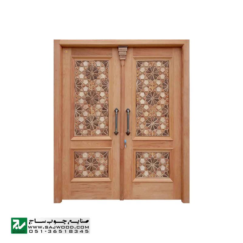 درب چوبی ورودی اماکن مذهبی ،مسجد،امامزاده صنایع چوب ساج مدل C10
