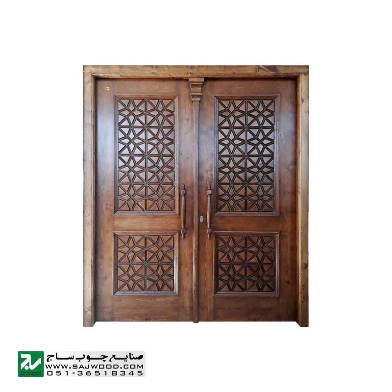 درب چوبی ورودی اماکن زیارتی ،مسجد،نمازخانه سنتی صنایع چوب ساج مدل M5