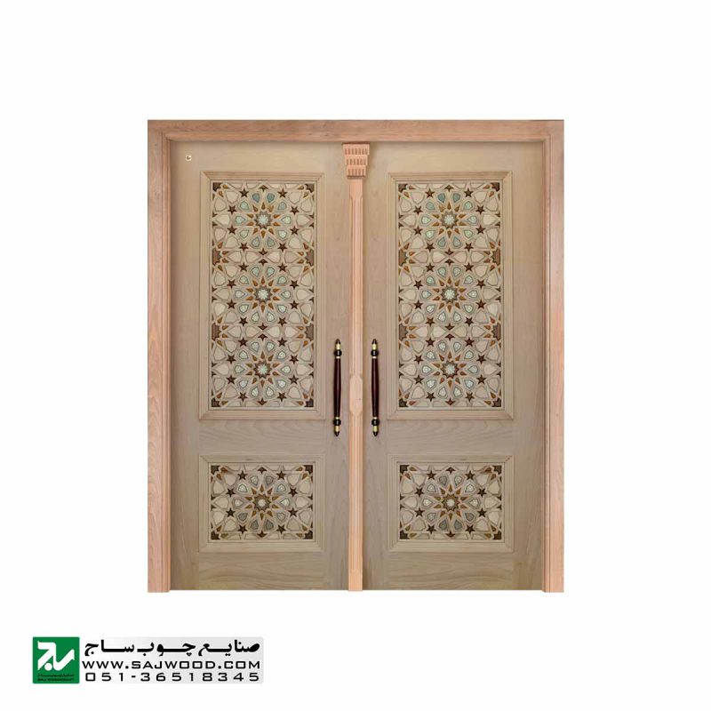 درب چوبی ورودی اماکن متبرکه ،مسجد،امامزاده صنایع چوب ساج مدل T10KH