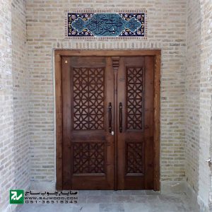 درب چوبی ورودی ساختمان و آپارتمان ،هتل صنایع چوب ساج مدل M4